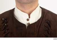  Photos Man in Historical Dress 16 14th century brown jacket collar leather medieval clothing neck white collar 0001.jpg